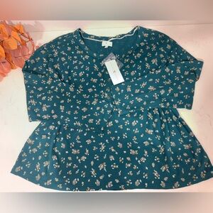 True Craft Teal Floral Women's Blouse